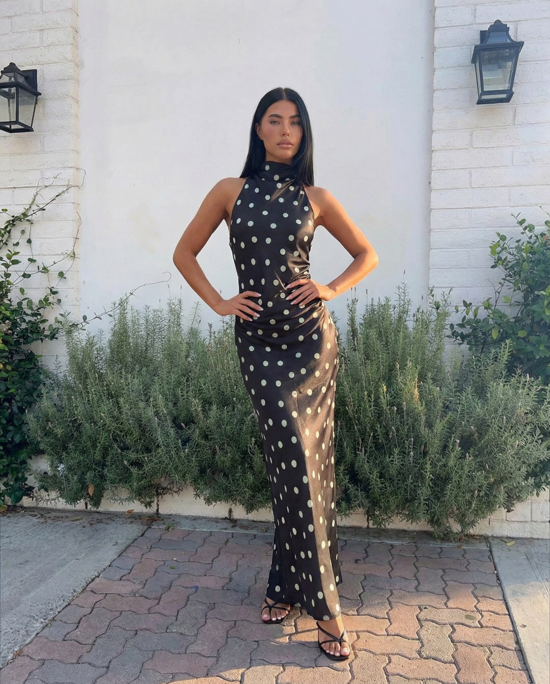 Caitlin | polka dot maxi dress