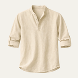 Kermit | Cotton Linen Long Sleeve Henley Shirt
