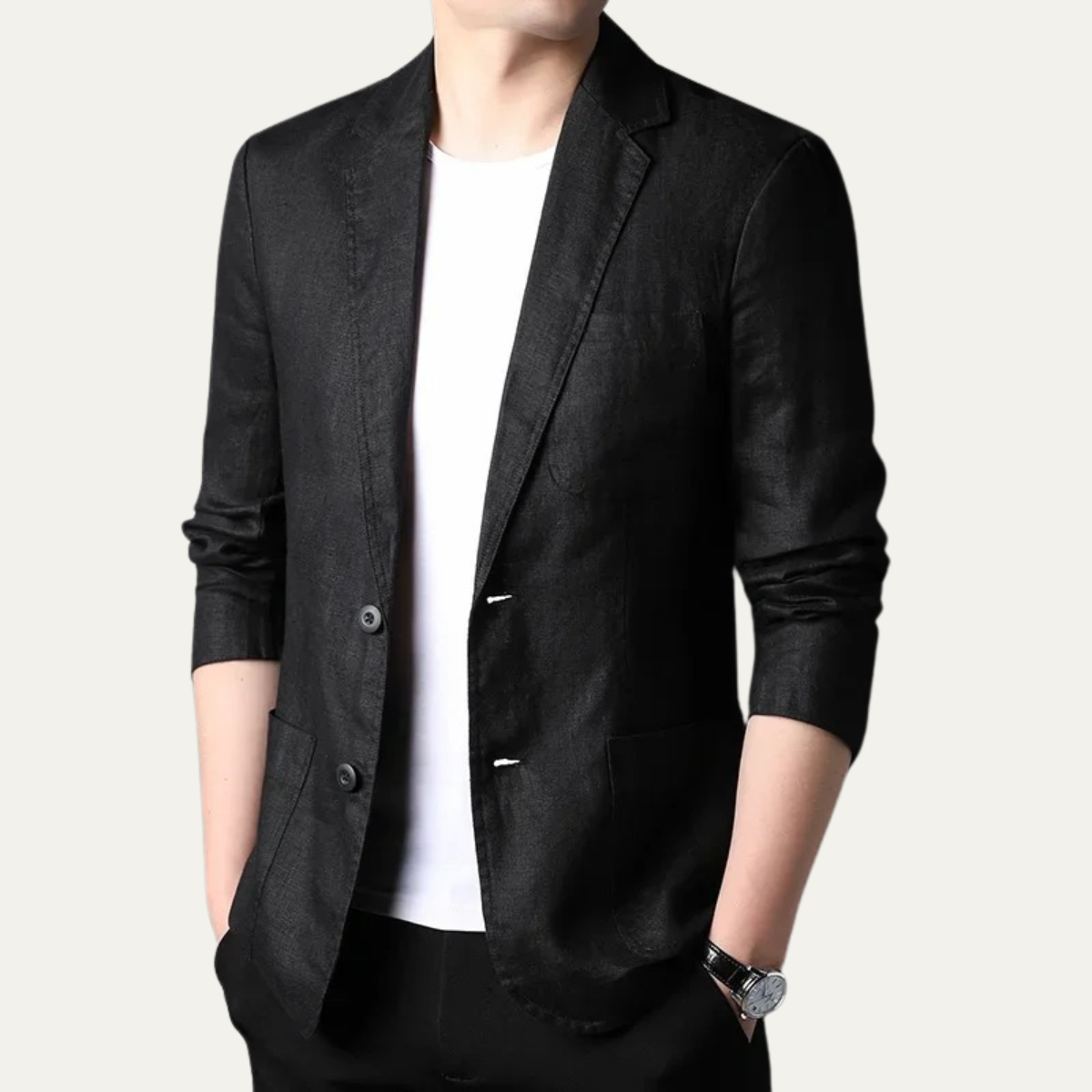 Davenport linen blazer Black