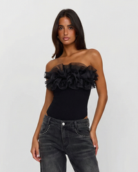 Delilah | strapless ruffle top