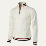 Fletcher | Half Zip Knit Jumper with Stripe Trim