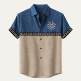 Kane | Retro Patchwork Short Sleeve Button Up Summer Shirt