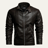 Merrick | Zip Up Leather Look Biker Jacket