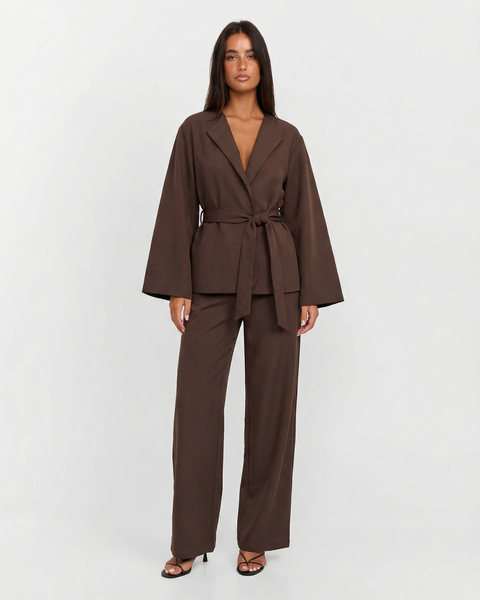 Yasmine | Wrap-Style Kimono Top and Wide Leg Trouser Set