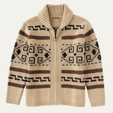 Marlon | Button Up Jacquard Knit Shawl Collar Cardigan