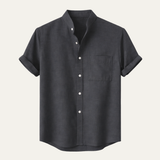 Kenneth | Solid Colour Linen Short Sleeve Button Up Shirt