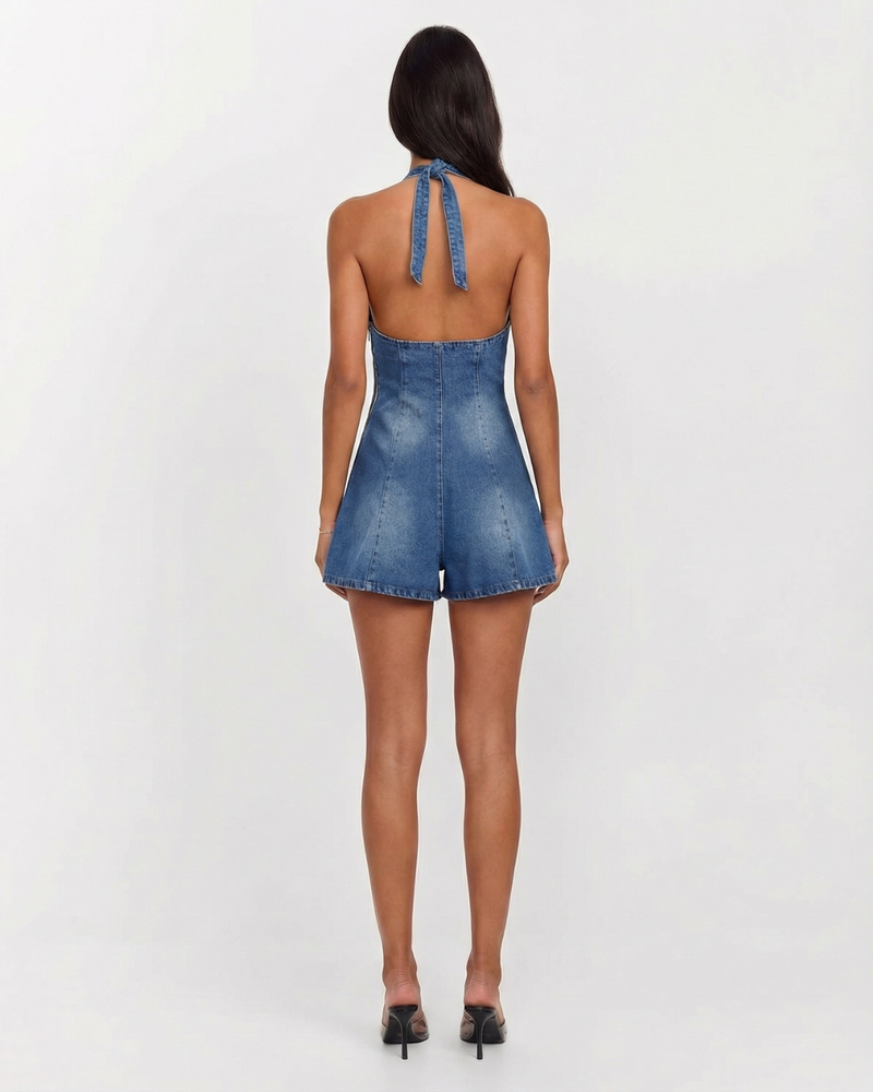 Anya | denim romper