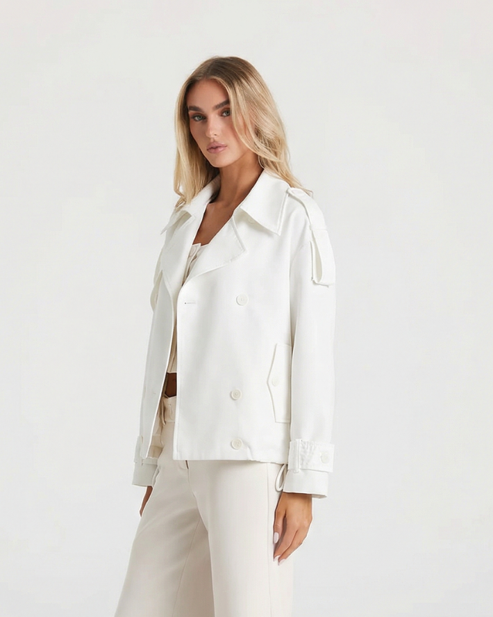 Quinn | Double Breasted Blazer White Cropped