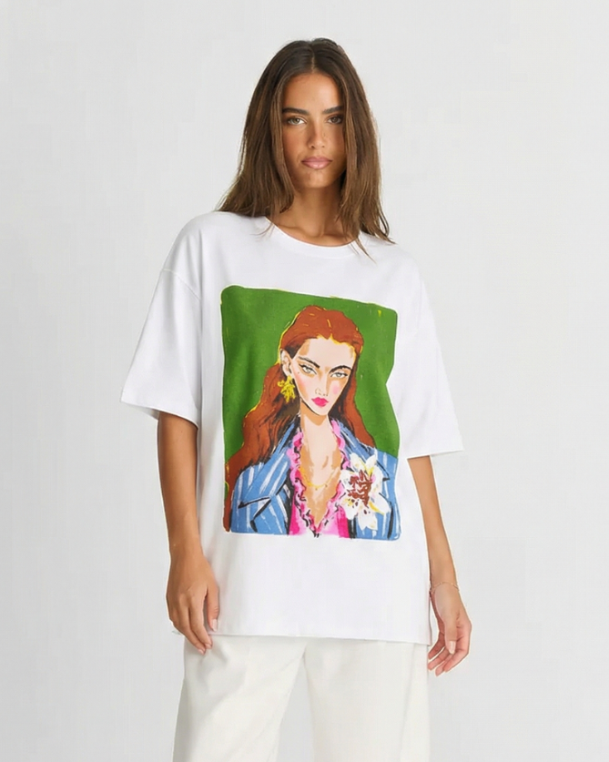 Zara | Oversized Graphic Tee White