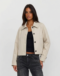 Freya | Cropped Shirt Jacket Cream Button Front