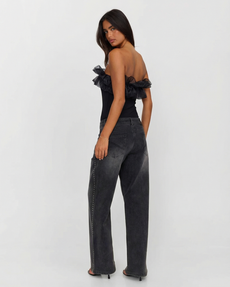 Delilah | strapless ruffle top