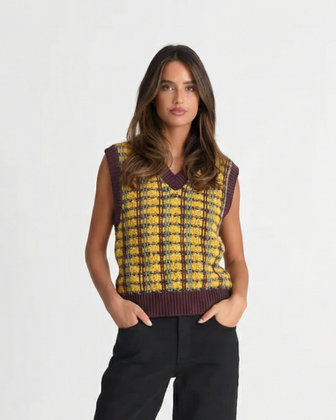 Louisa | Plaid Pattern Knit Vest
