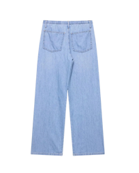 Camille | Summer Wide Leg Jeans Light Blue Drawstring High Waisted