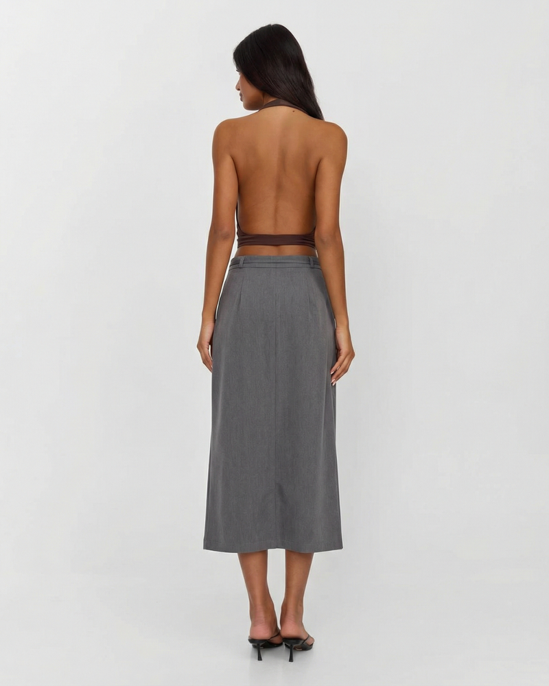 Wren | Tailored Drawstring Midi Skirt