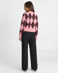 Alexandra | cropped argyle cardigan
