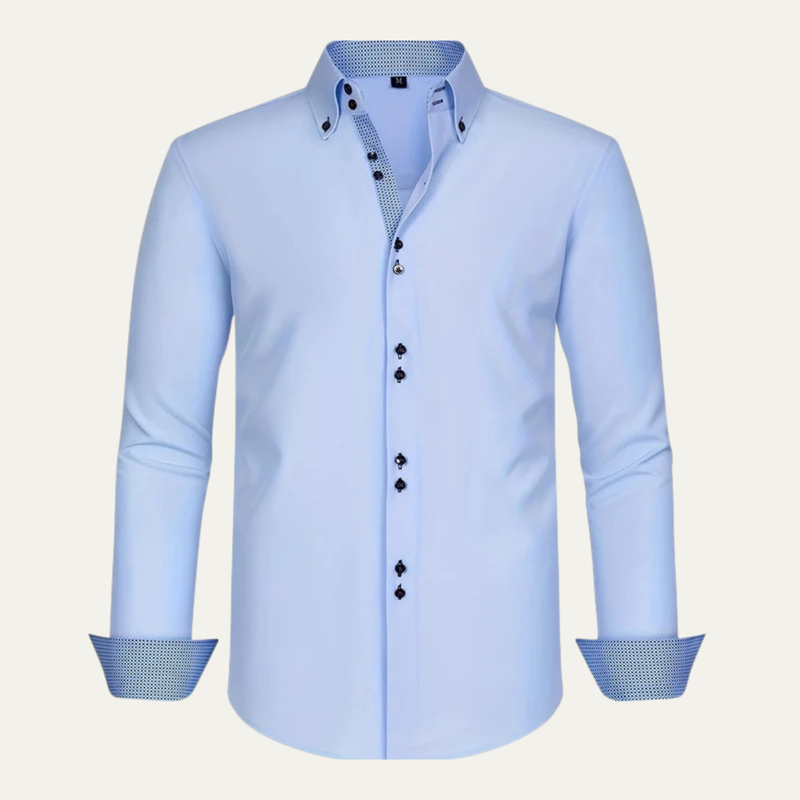 Nathan | Contrast Trim Button Down Cotton Dress Shirt