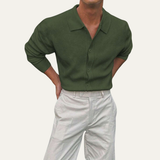 Keegan | Long Sleeve Button Up Knit Polo Shirt