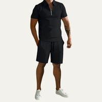 Dominic polo and shorts set in Black