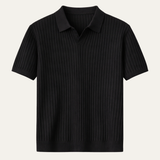 Keaton | Casual Ribbed Knit Short Sleeve Polo Shirt