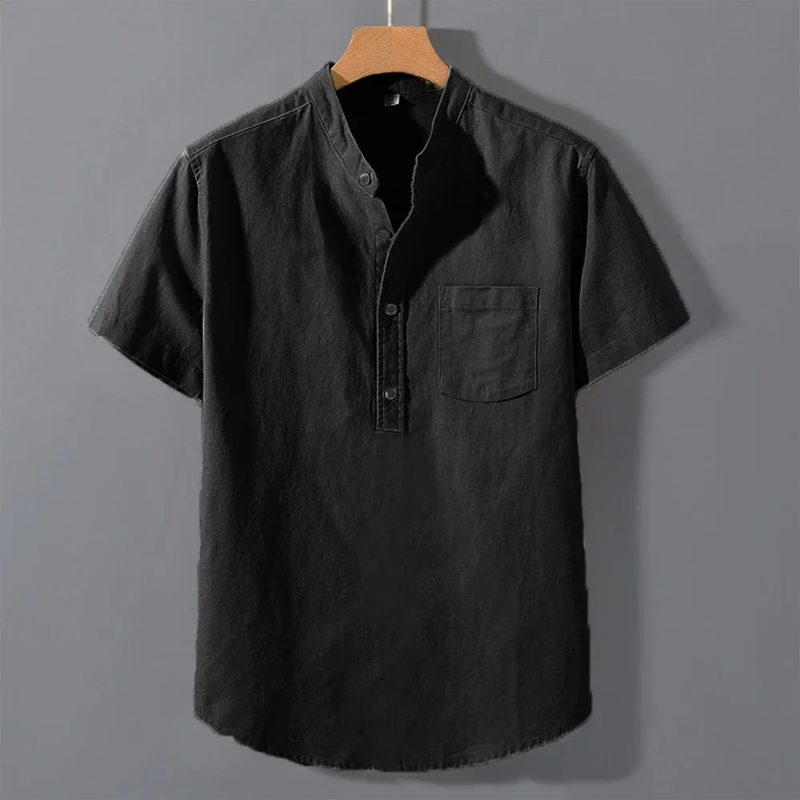 Jordan | Solid Colour Button-Up Shirt with Chest Pocket