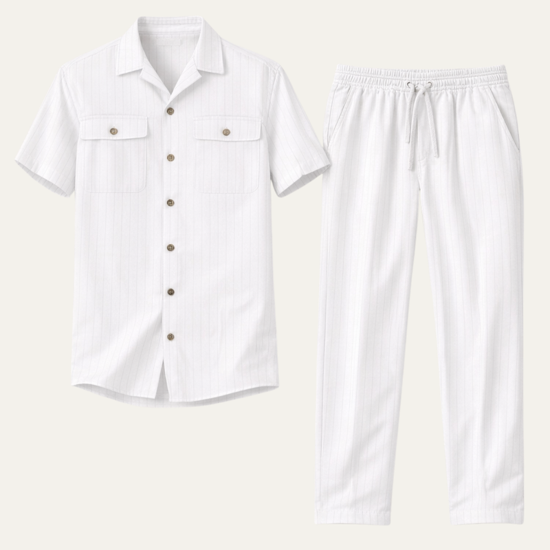 Radley short sleeve button up shirt and trousers beach set