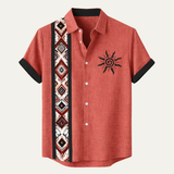 Justin | Vintage Patchwork Short Sleeve Linen Blend Summer Shirt