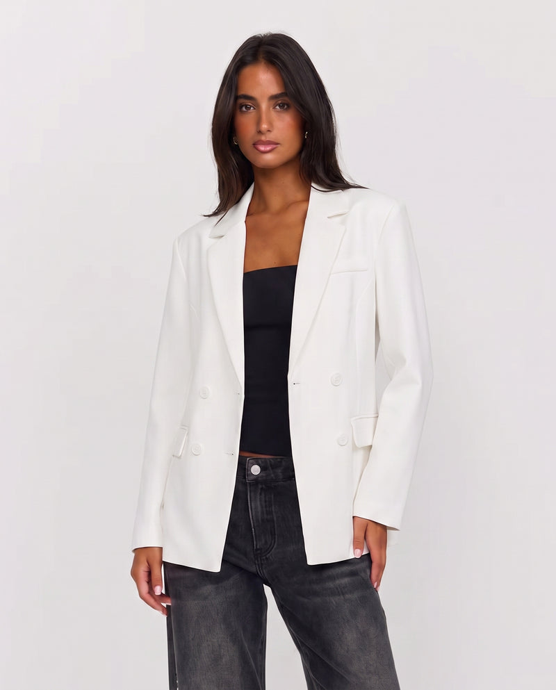 Elise | Relaxed Structured White Blazer