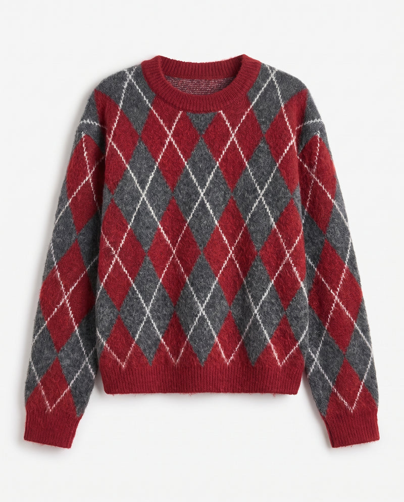 Cressida | Relaxed Argyle Knit Top