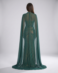 Marina | Sequin Cape Mermaid Evening Dress