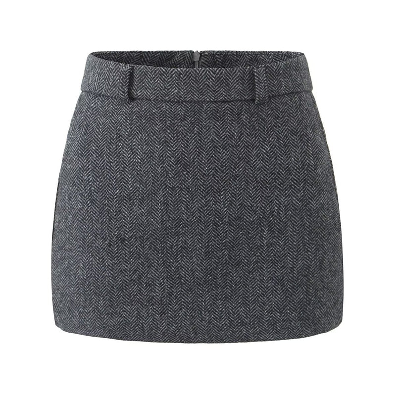 Cora | Herringbone Tailored Fitted Mini Skirt