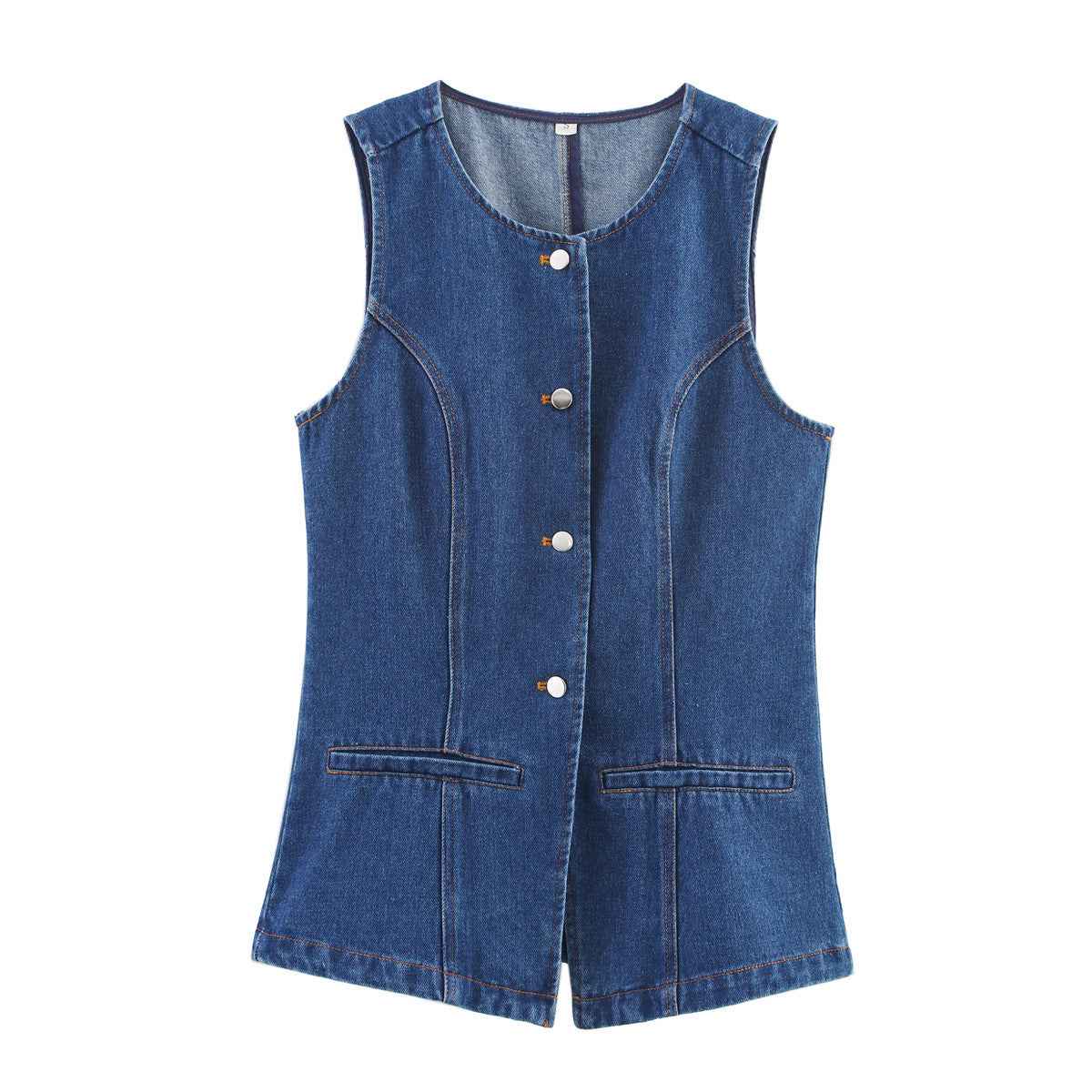 Yara | Summer Denim Vest Light Blue Sleeveless Button Front