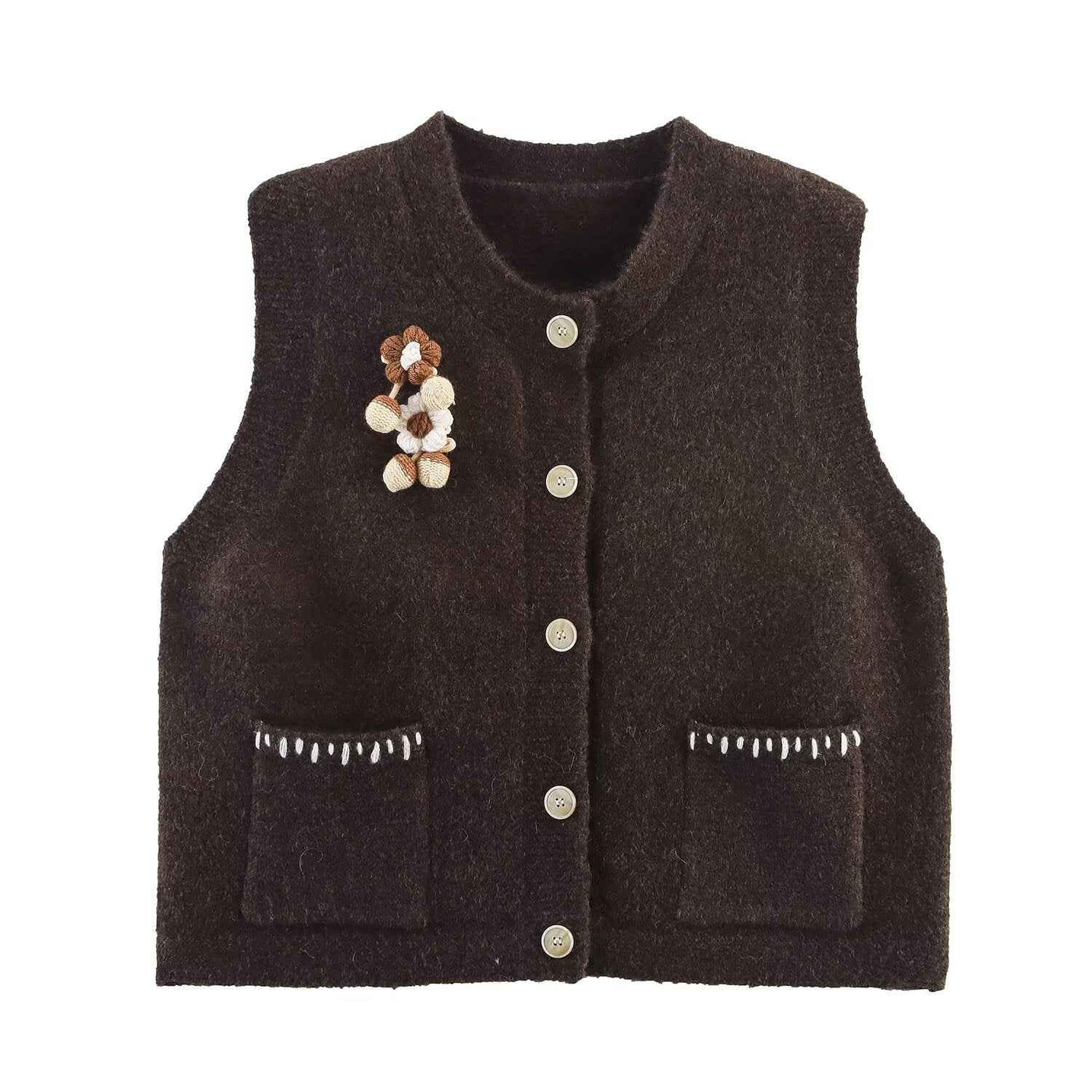 Sia | Sleeveless Blazer Cream Vest Top Pocket Detail