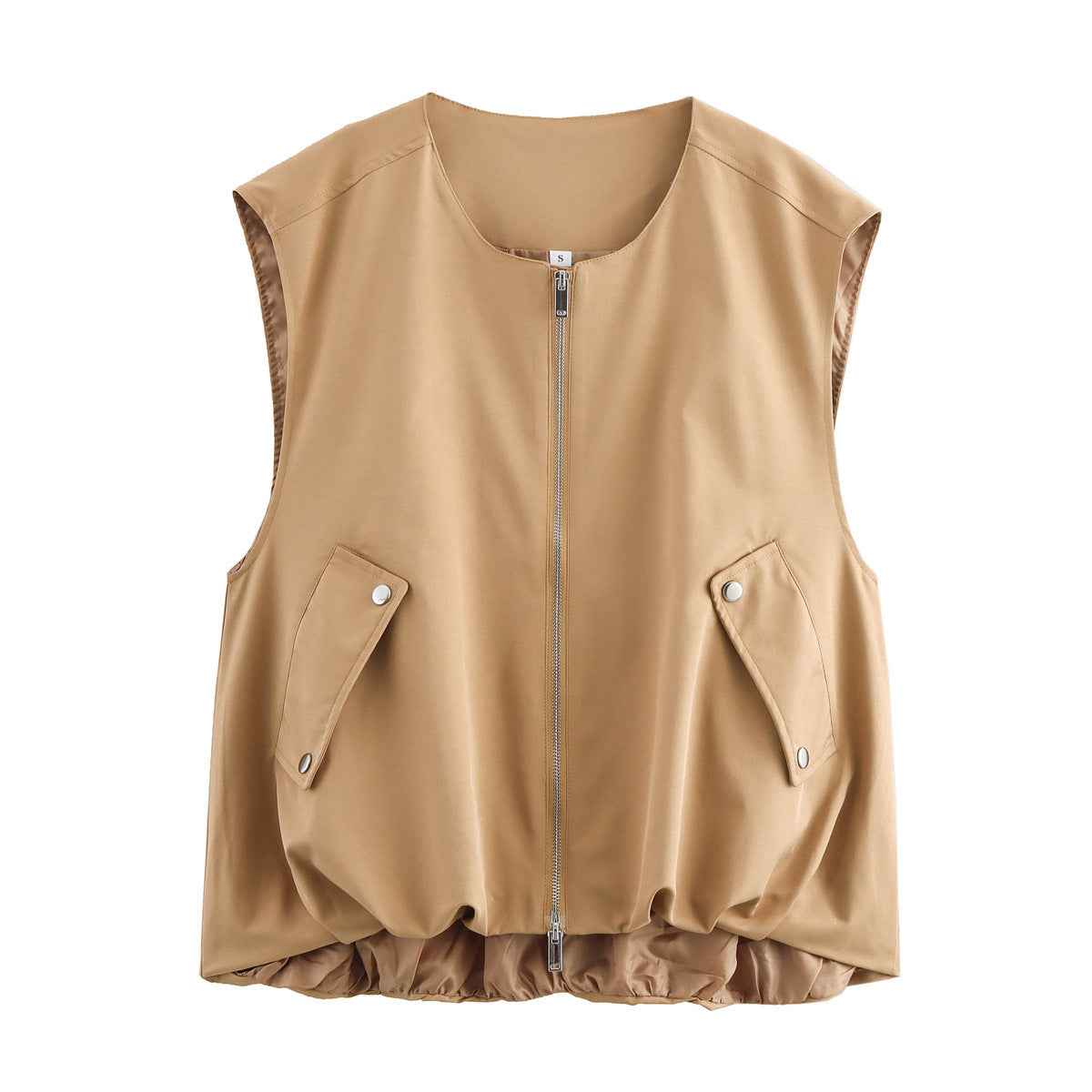 Fern | Utility Zip Vest Green Khaki Sleeveless Bomber