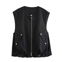 Fern | Utility Zip Vest Green Khaki Sleeveless Bomber