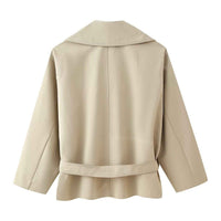 Bea | Casual Belted Blazer Cream Long Sleeve Lightweight