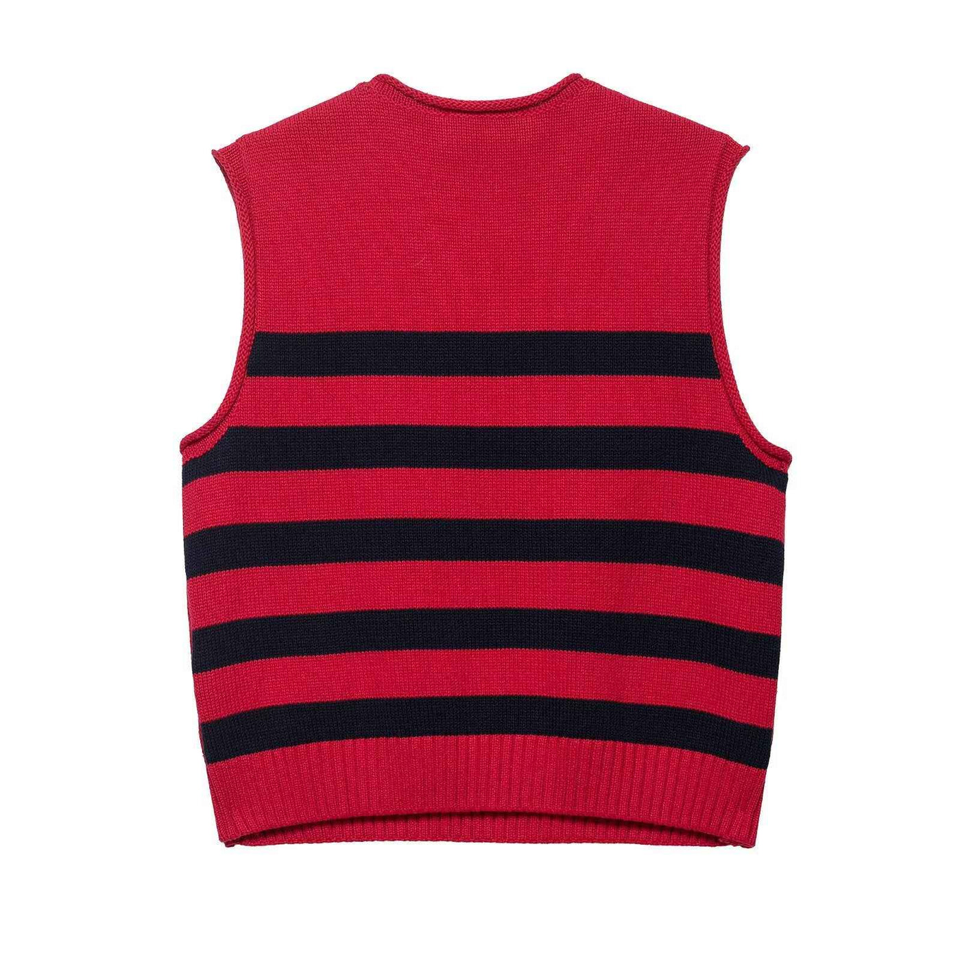 Freya | Knitted Vest Top Red Striped Sleeveless