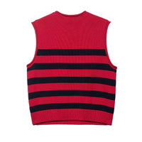 Freya | Knitted Vest Top Red Striped Sleeveless