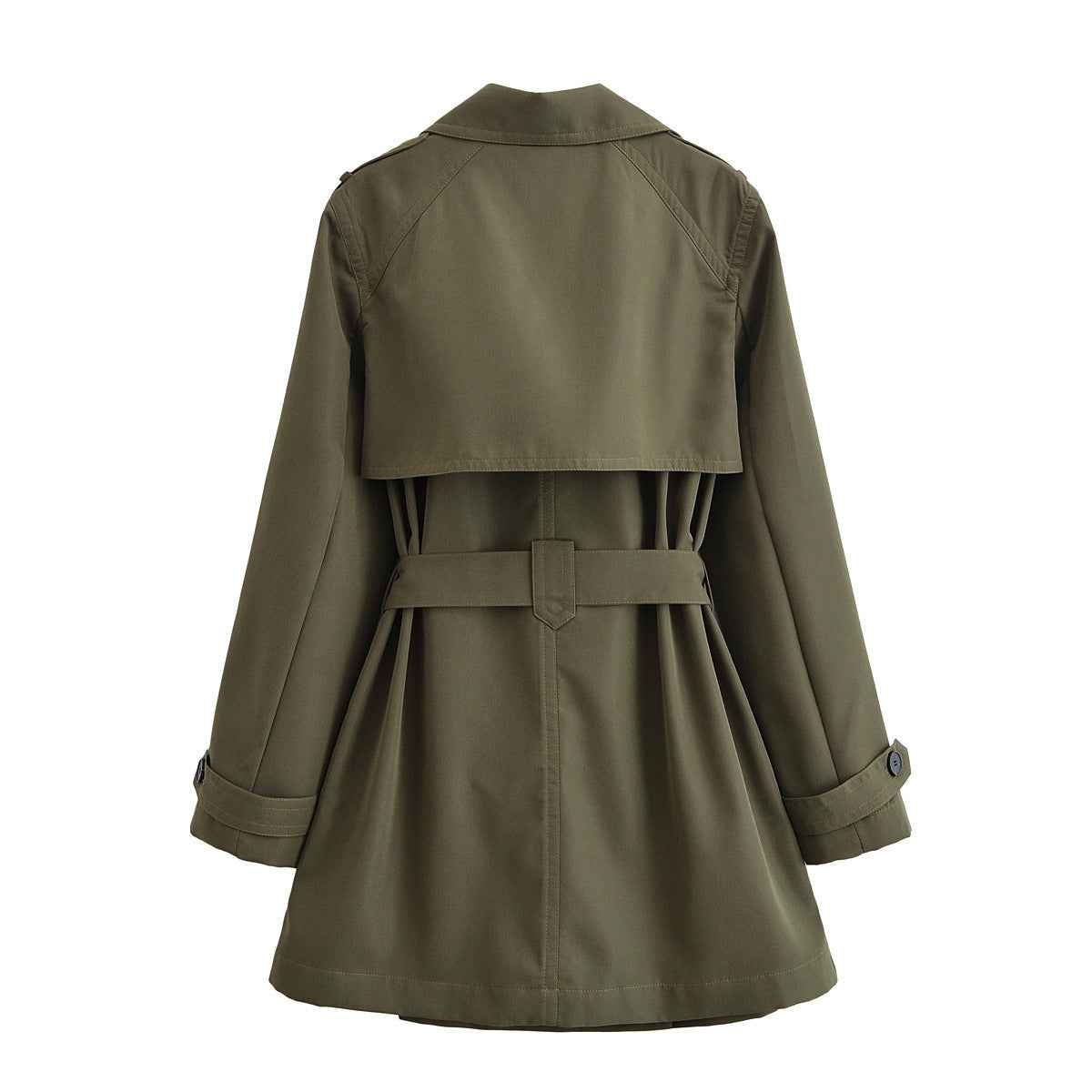 Noa | Smart Casual Double Breasted Trench Jacket Khaki Long