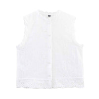 Rosa | Summer Lace Embroidered Sleeveless Cotton Vest White