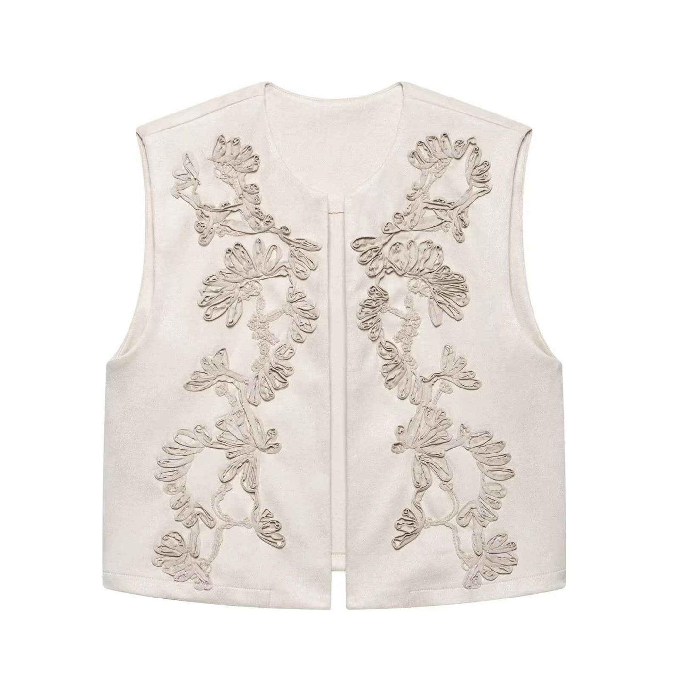 Hazel | Elegant Embroidered Cardigan Purple Sleeveless Zip Front