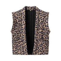 Orla | Leopard Print Blazer Brown Beige Sleeveless Oversized