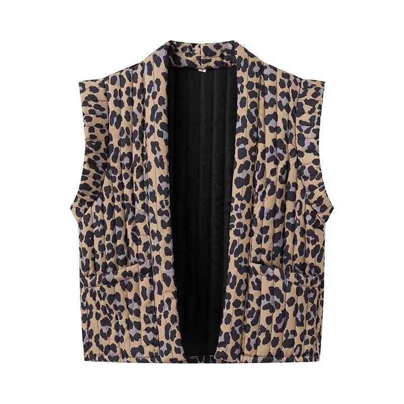 Orla | Leopard Print Blazer Brown Beige Sleeveless Oversized
