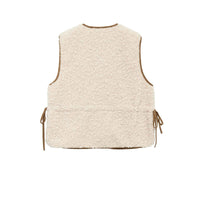 Faye | Casual Faux Fur Jacket Borg Cream Sleeveless Zip Up