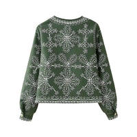 Sia | Bomber Jacket Green Embroidered Short Zip Up Cropped