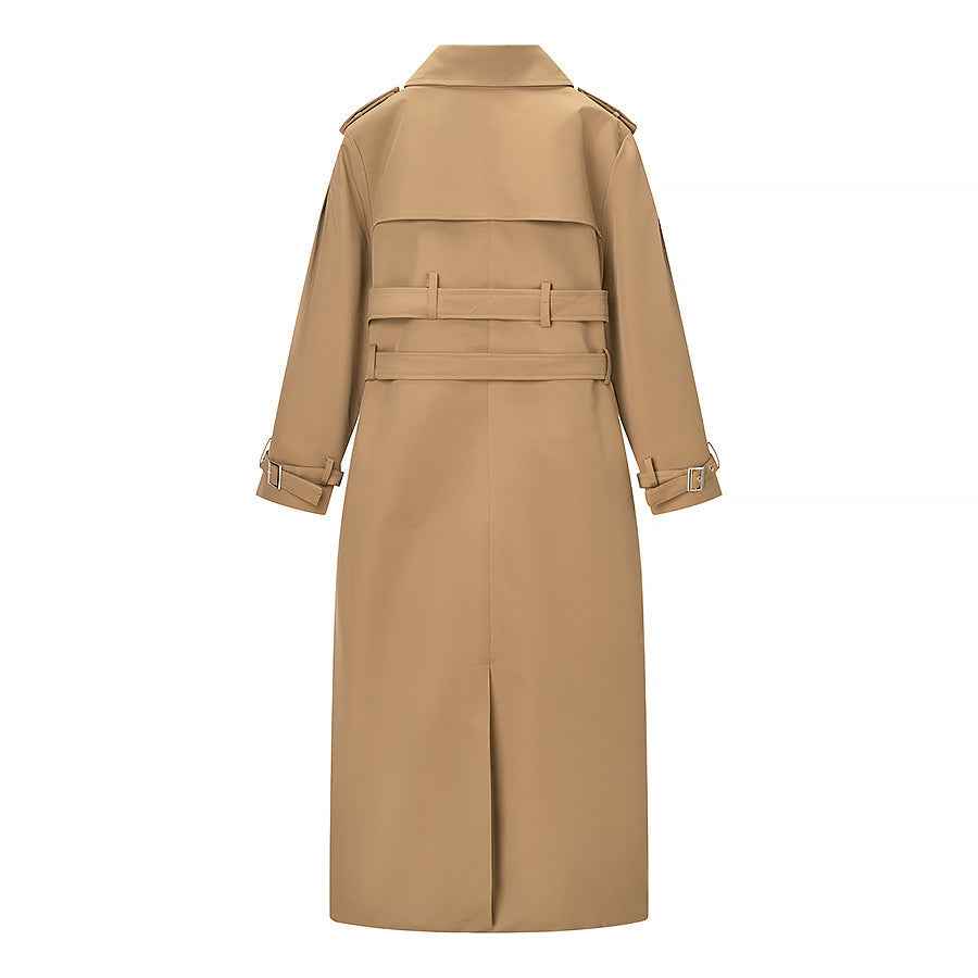 Fleur | Elegant Double Breasted Trench Coat Beige Long