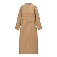 Fleur | Elegant Double Breasted Trench Coat Beige Long