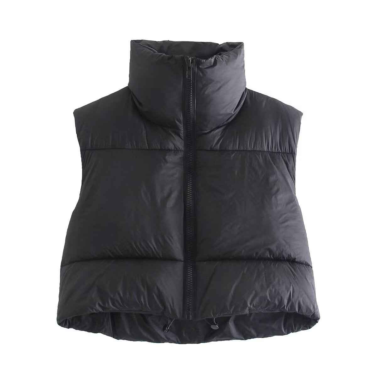 Darcy | Autumn Cropped Puffer Vest Brown Padded Sleeveless Quilted