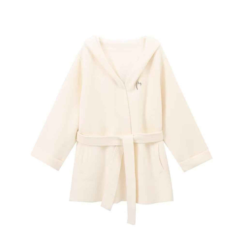 Sable | Black Blazer Belted Hooded Oversized Long Sleeve