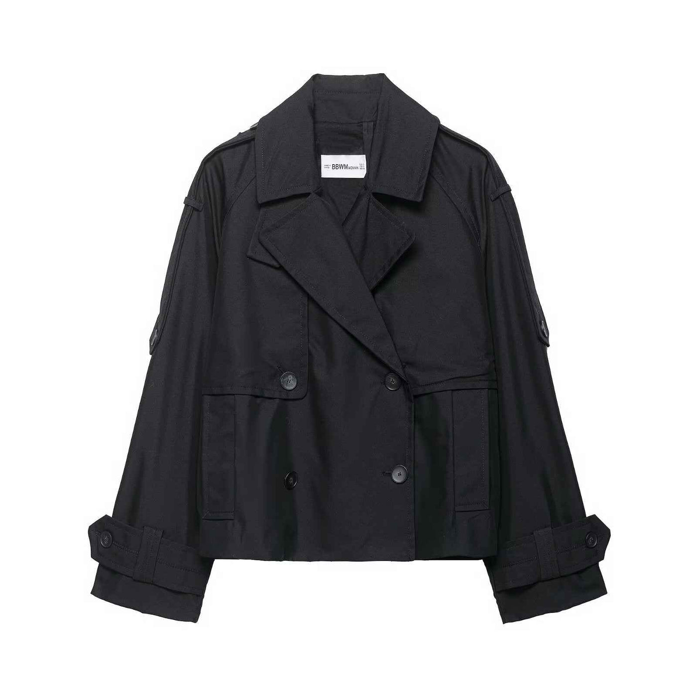 Celine | Elegant Cropped Blazer Jacket Black Double Breasted