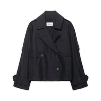Celine | Elegant Cropped Blazer Jacket Black Double Breasted